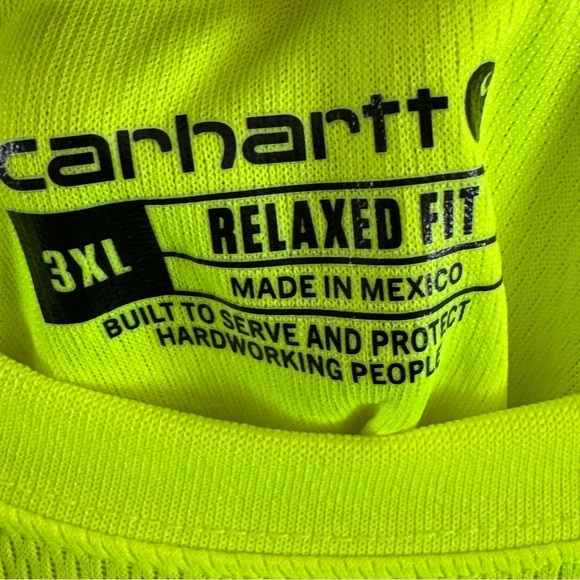 NWT Carhartt relaxed loose fit force men’s long sleeve T-shirt Lime size 3XL - Picture 6 of 7